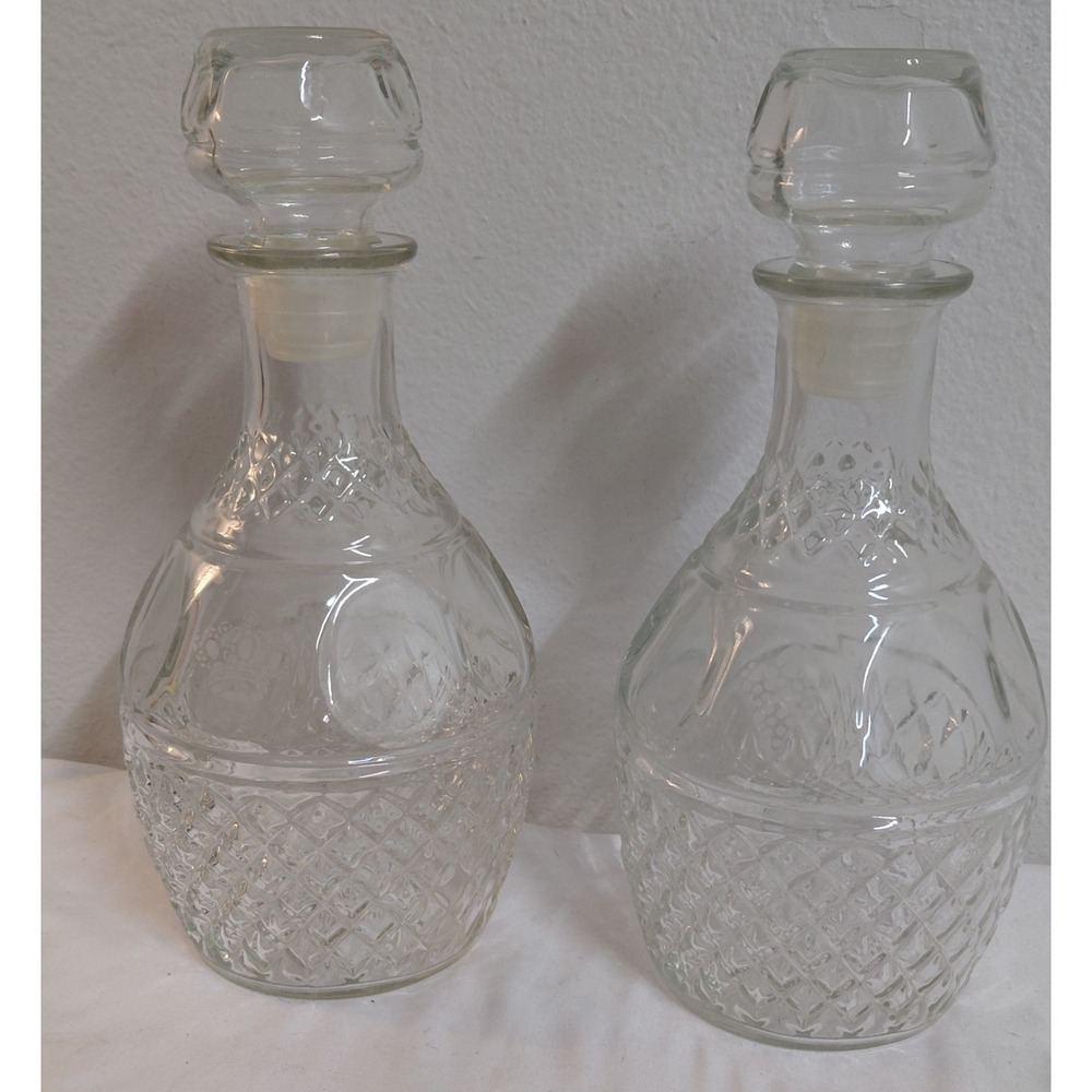 Vintage Princess House Heritage Glass Wine Whiskey Decanters with Stoppers